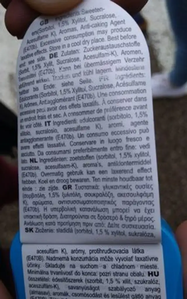 Cool mints icy sprem ingredients label