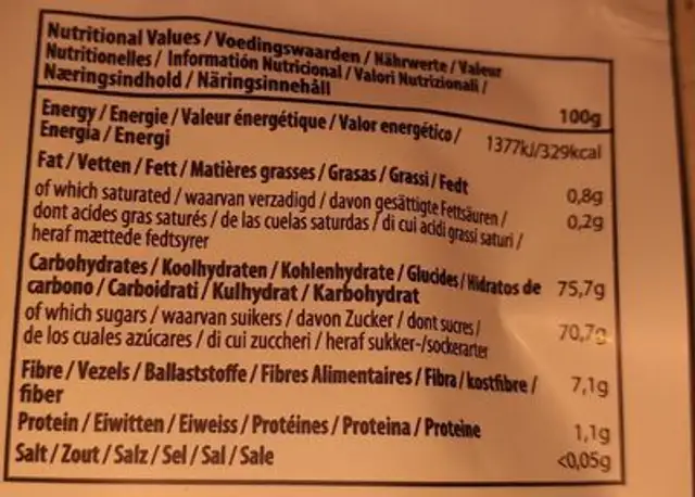 Fruit forest _ real fruit snack nutrition facts table