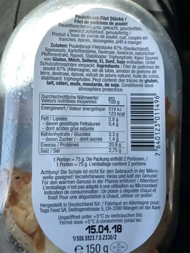 Bongusto Pouletbrust filet Stücke ingredients label
