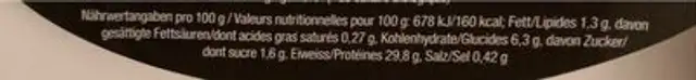 Seitan nutrition facts table