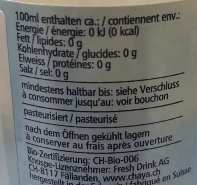 Ice Tea BIO aux herbes nutrition facts table