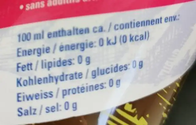 Chaya Ice Tea thé vert gingembre nutrition facts table
