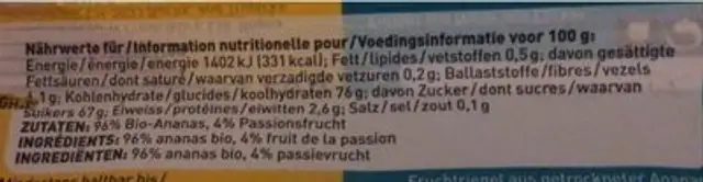 Gataeu nutrition facts table