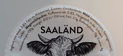 Yogourt Mocca ingredients label