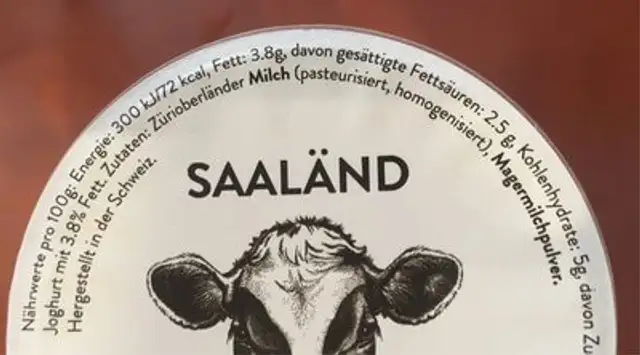 Yogurt ingredients label