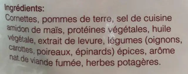 Souoe de chalet ingredients label