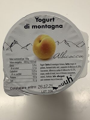 Yogurt di montagna, Albicocca front packaging