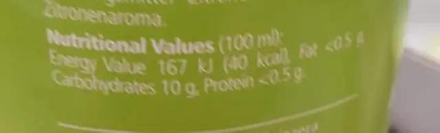 Gazzosa nutrition facts table