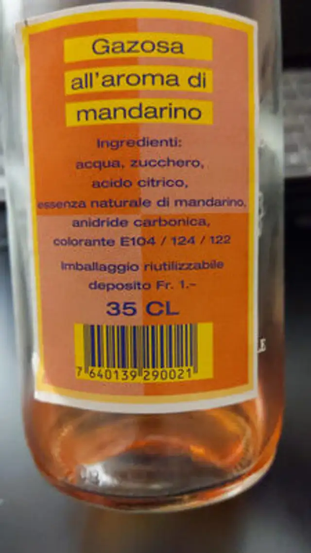Gazosa mandarino ingredients label
