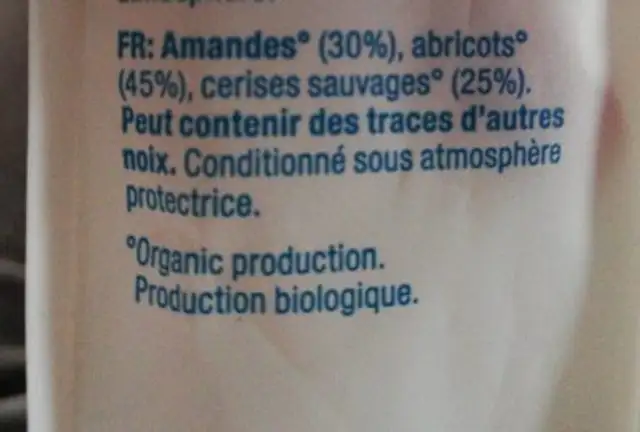Hunza Natural Mix ingredients label