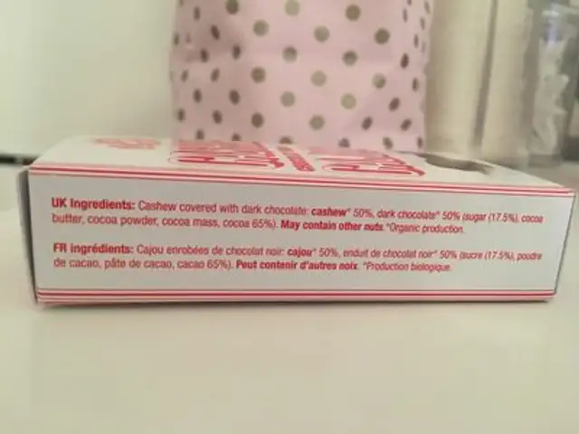 Cadhew cajou ingredients label