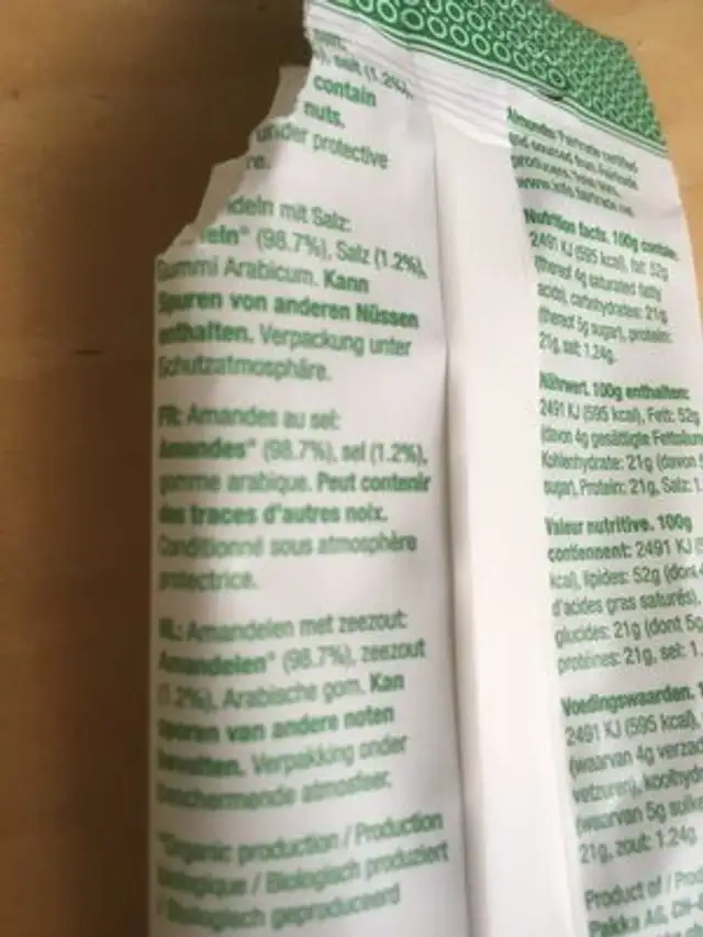 Ammond ingredients label