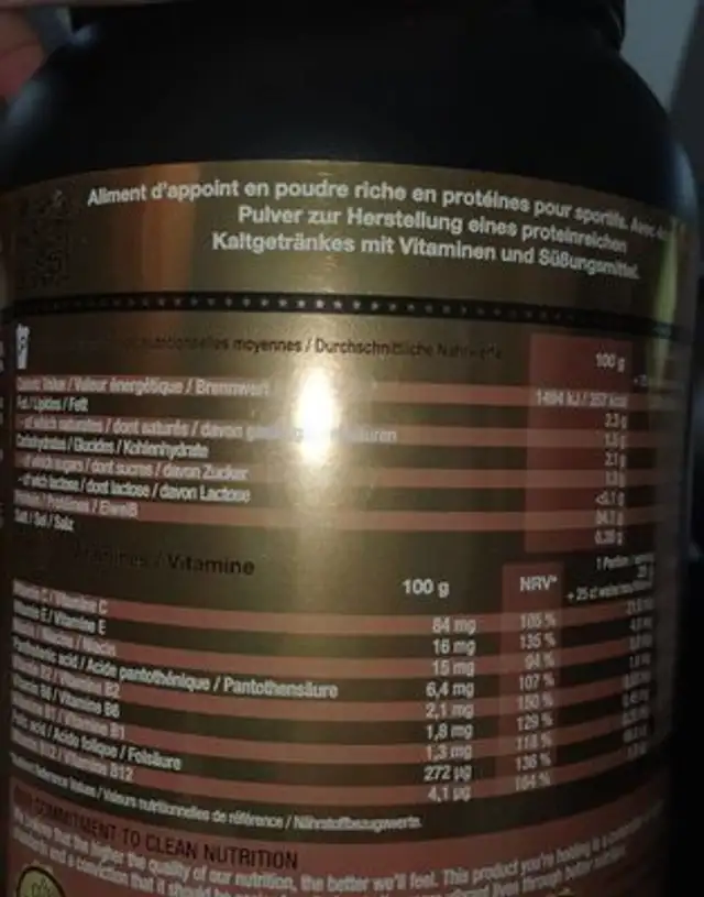 Suprem pure isolate nutrition facts table