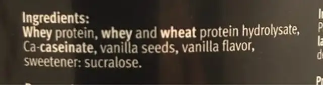POWER PROTEIN ingredients label