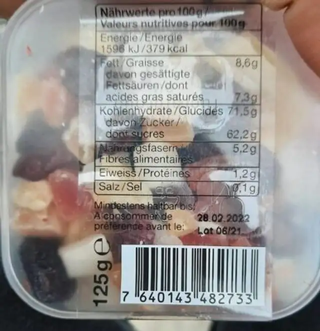 Happy snack tropical mix nutrition facts table