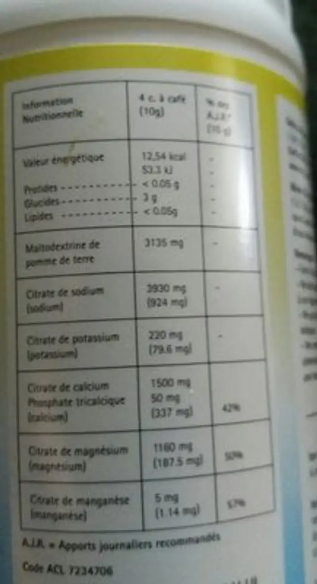 Alcabase Poudre - 250 GR - Dr Theiss ingredients label