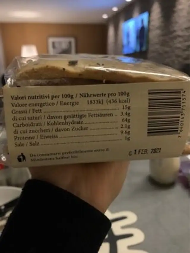 Olive Nere nutrition facts table
