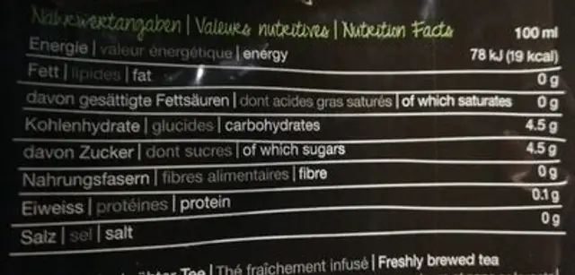 Makoto-T nutrition facts table