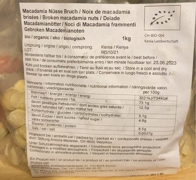 Macadamia Nüsse Bruch
