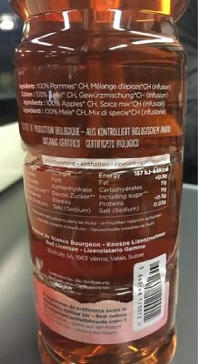 Pomme thé de Noël nutrition facts table