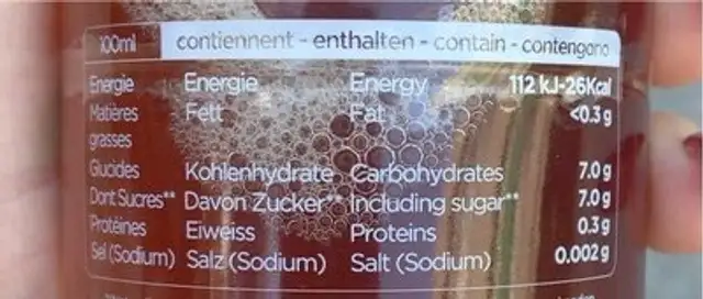 pommes & menthe nutrition facts table