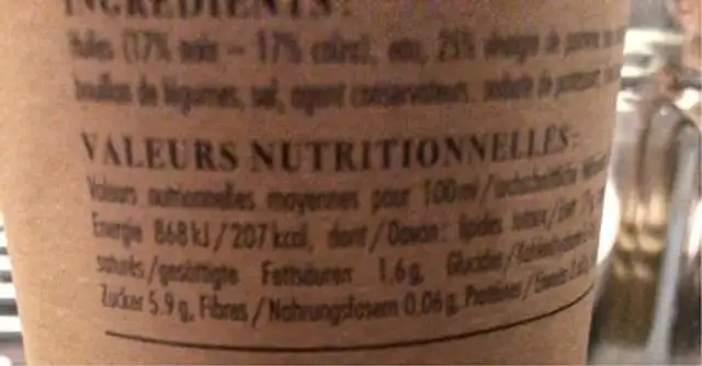 Sauce à salade aux noix et colza nutrition facts table