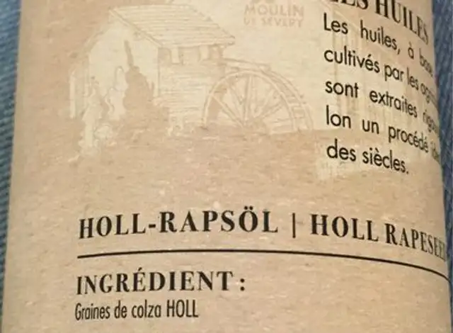Huile de Colza holl ingredients label