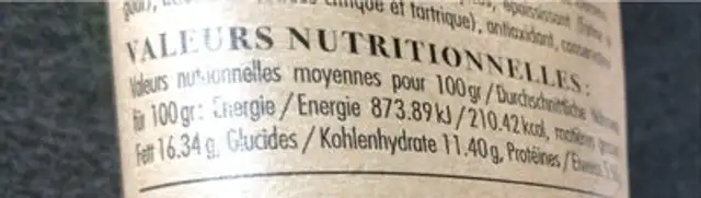 Moulin de severy nutrition facts table