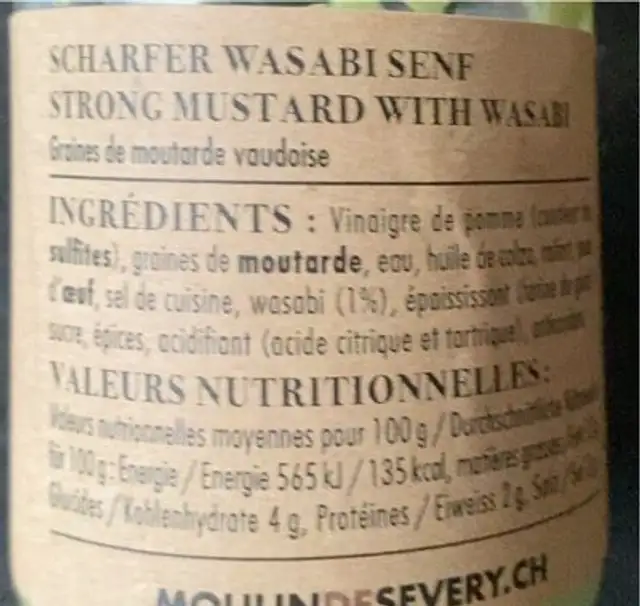 N'79 moutarde au wasabi nutrition facts table
