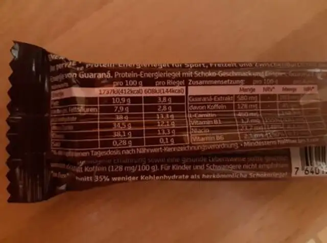 Protein energy chocolate crisp nutrition facts table