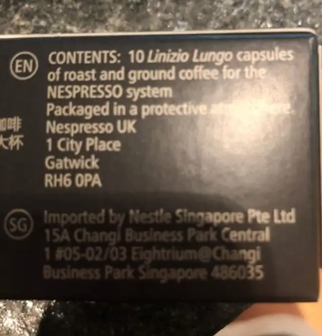 Cafe ingredients label