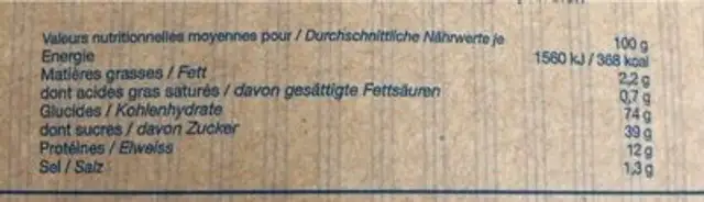 Recette traditionnelle pour Crepes de froment nutrition facts table