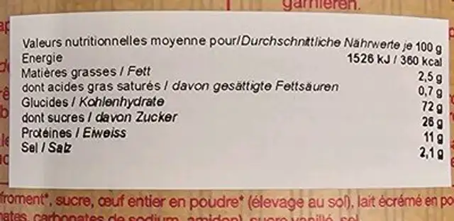 Gauffres et pancakes nutrition facts table