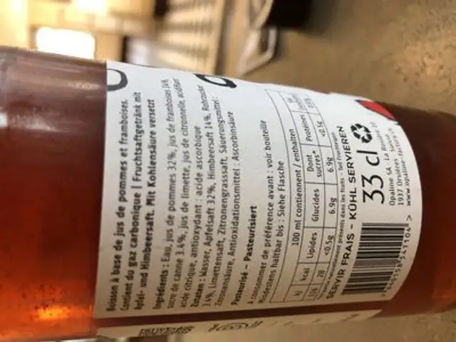 Opalin framboise ingredients label