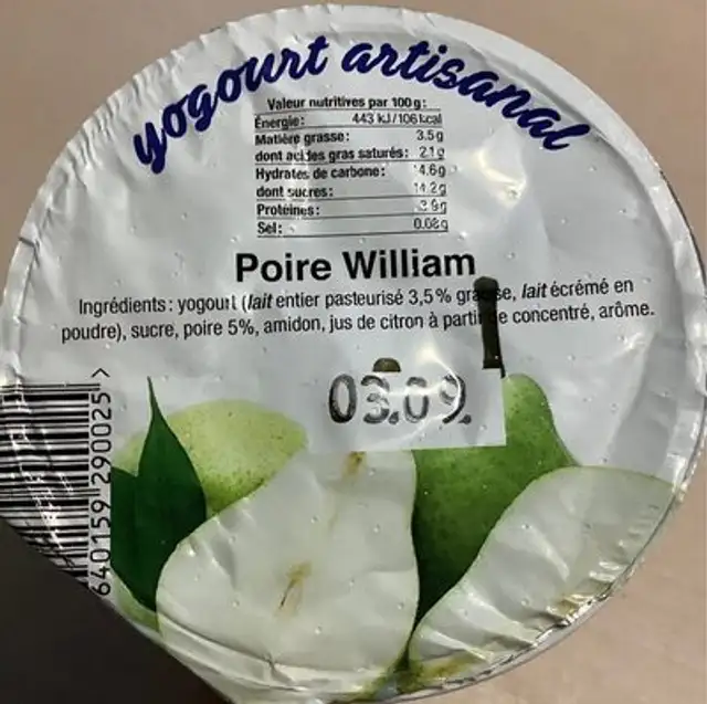 Yogourt artisanal Poire William
