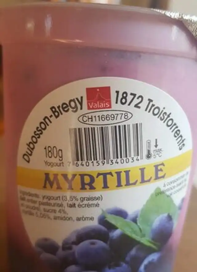 Jogourth myrtille nutrition facts table