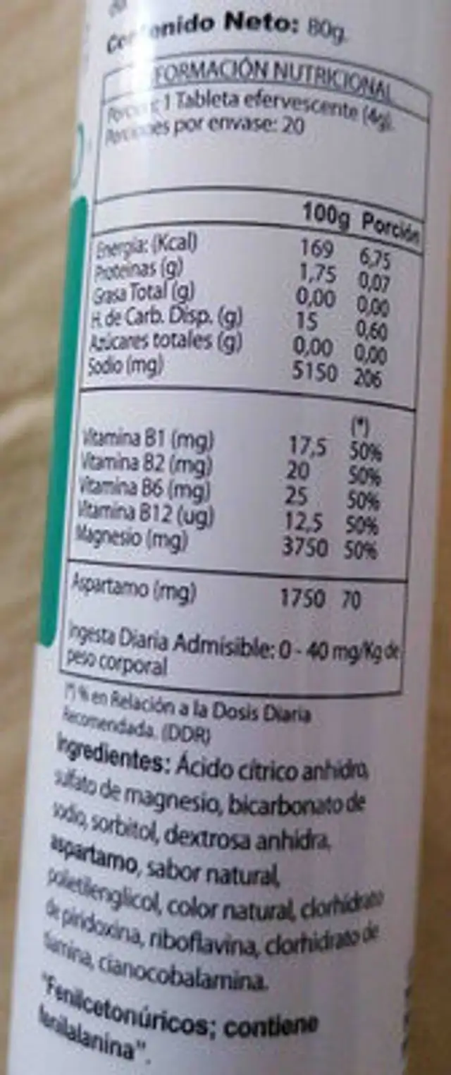 Magnesio marca swiss energy ingredients label