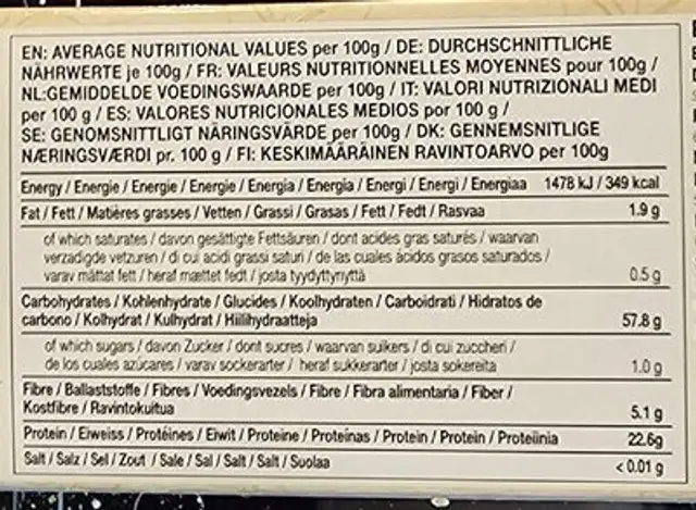 Explore Cuisine Spaghetti Aus Roten Linsen Bio 250 G nutrition facts table