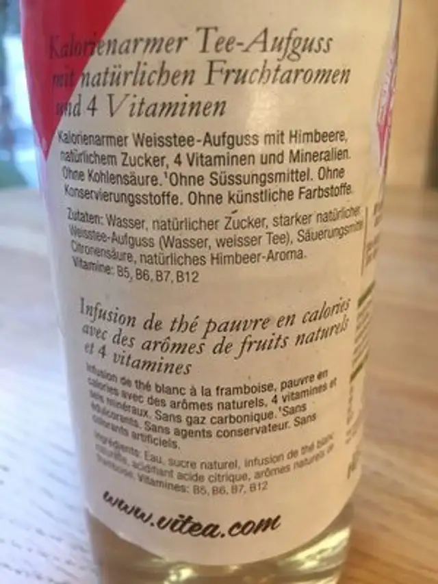 Vi Tea Vitamin Tea Infusion ingredients label