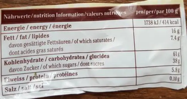 Mini bündner linzertörtli nutrition facts table