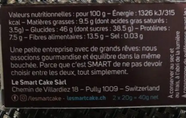 Smart Truffes - crunch cacao nutrition facts table