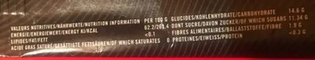 Williamine Frozen Spirit nutrition facts table