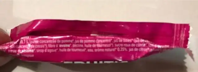 Fruit'Activ ingredients label