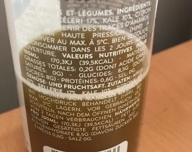 DR. GREEN ingredients label
