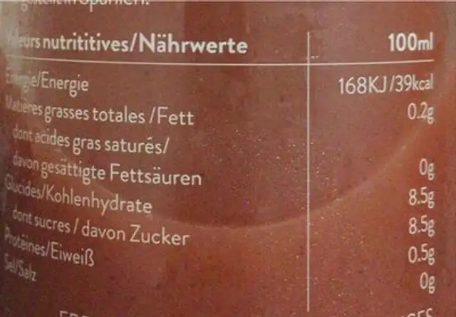 Pasteque ananas mangue acçaï nutrition facts table