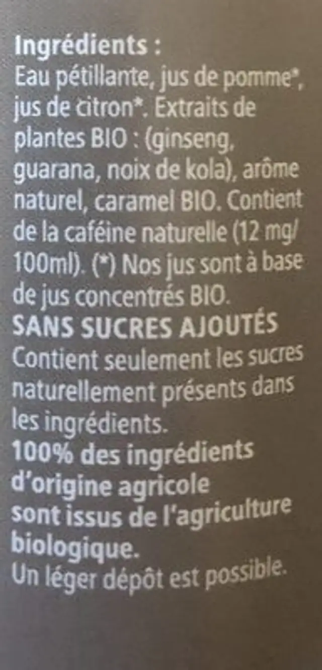 My booster ingredients label
