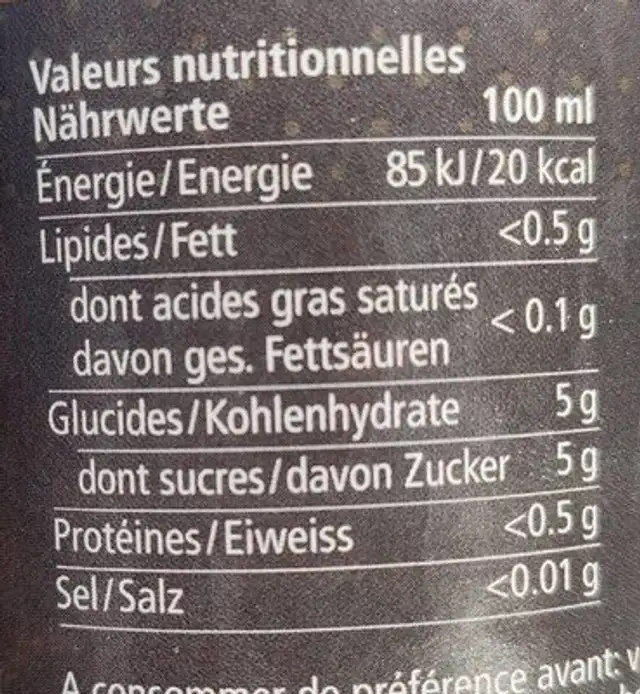Bio ICE TEA herbes des Alpes nutrition facts table