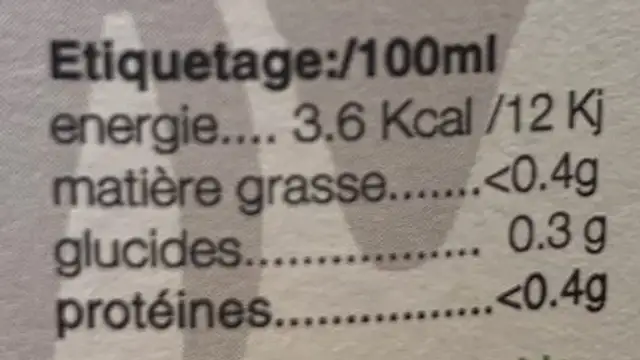 Limonade sans sucre nutrition facts table