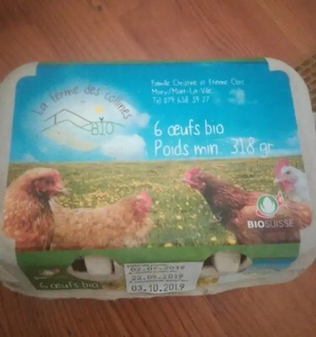 6 oeufs bio Poids min: 318gr
