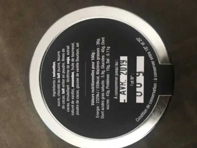 Pâte à tartiner choco noisette ingredients label